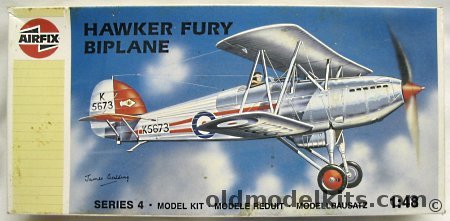 Airfix 1/48 Hawker Fury Biplane - RAF 43rd Sqd or 1st Sqd, 04103 plastic model kit